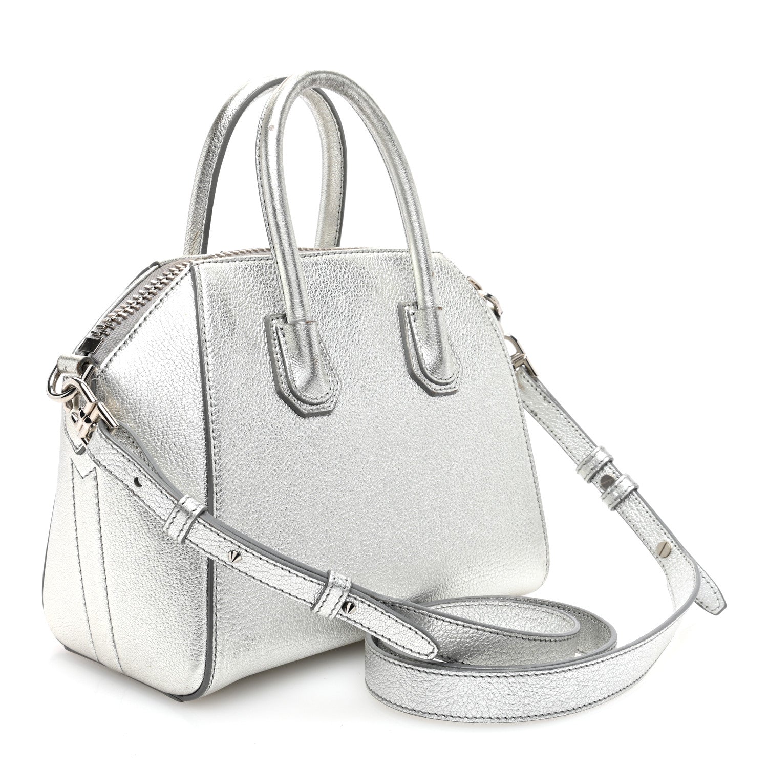 Givenchy Metallic Sugar Goatskin Mini Antigona Silver 3 of 10