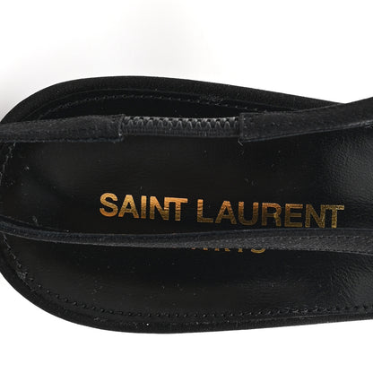 Saint Laurent Crepe De Chine Crystal Bow Slingback Pumps 41.5 Black 8 of 10