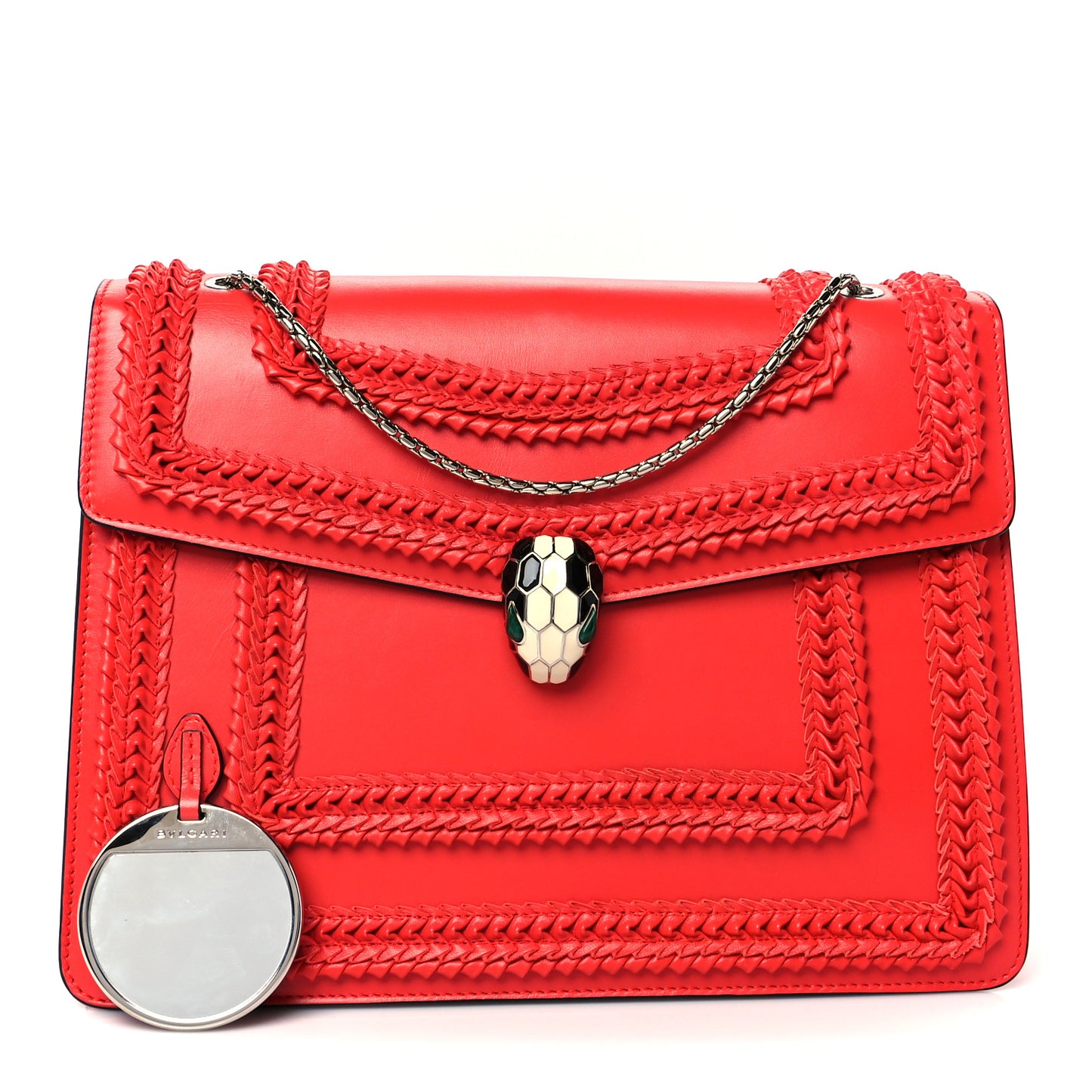 Calfskin Plisse Serpenti Forever Crossbody Bag Red