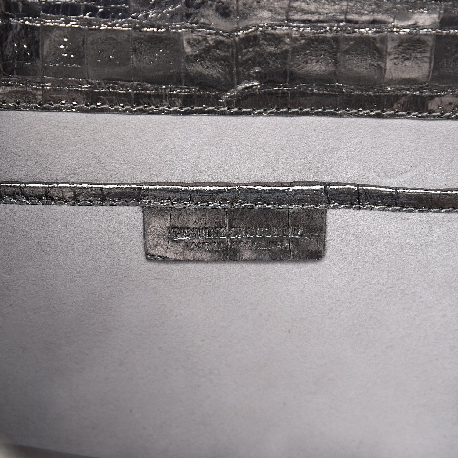 Nancy Gonzalez Metallic Crocodile Top Handle Shoulder Bag Silver 6 of 9