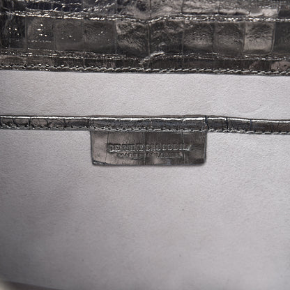 Nancy Gonzalez Metallic Crocodile Top Handle Shoulder Bag Silver 6 of 9