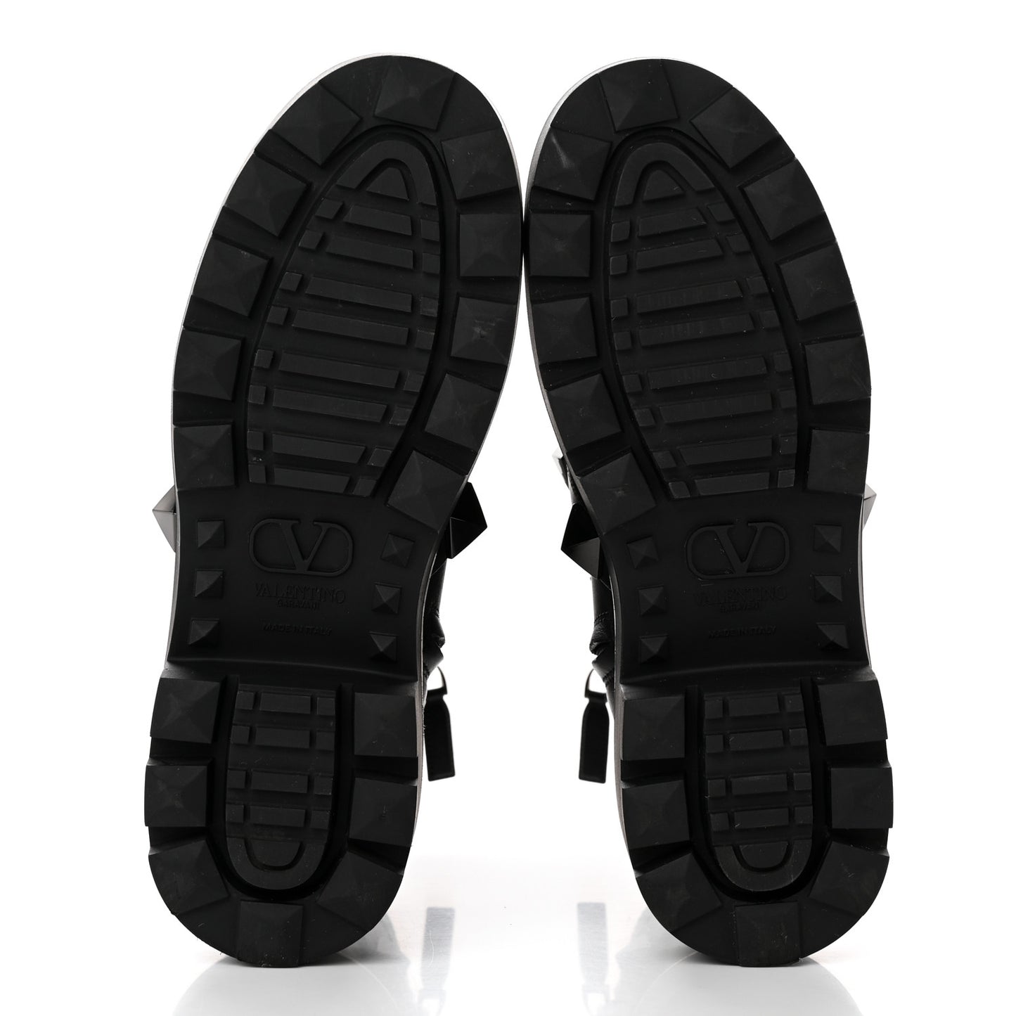 Calfskin Tonal Roman Stud 20/40mm Combat Boots 39 Black
