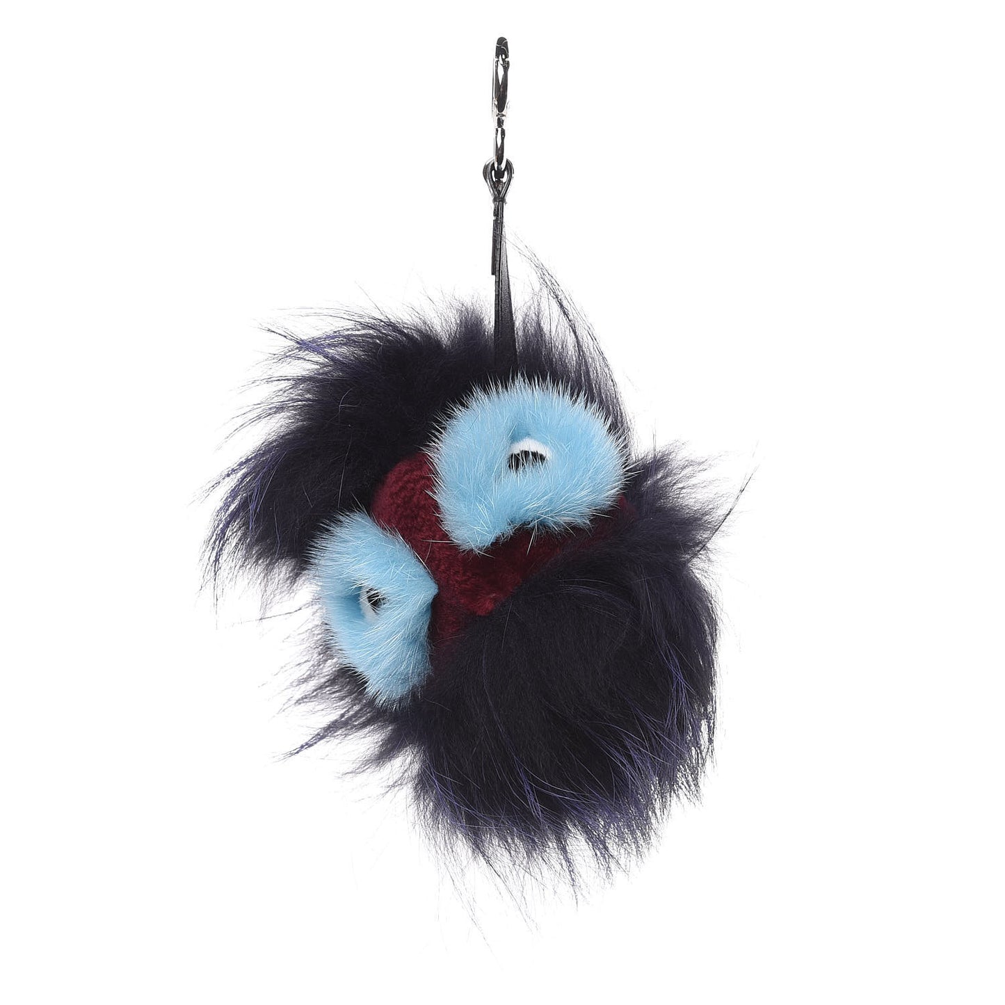 Mink Fox Rabbit Fur Vitello Flamingo Furme Monster Bag Charm Viola Multicolor Black