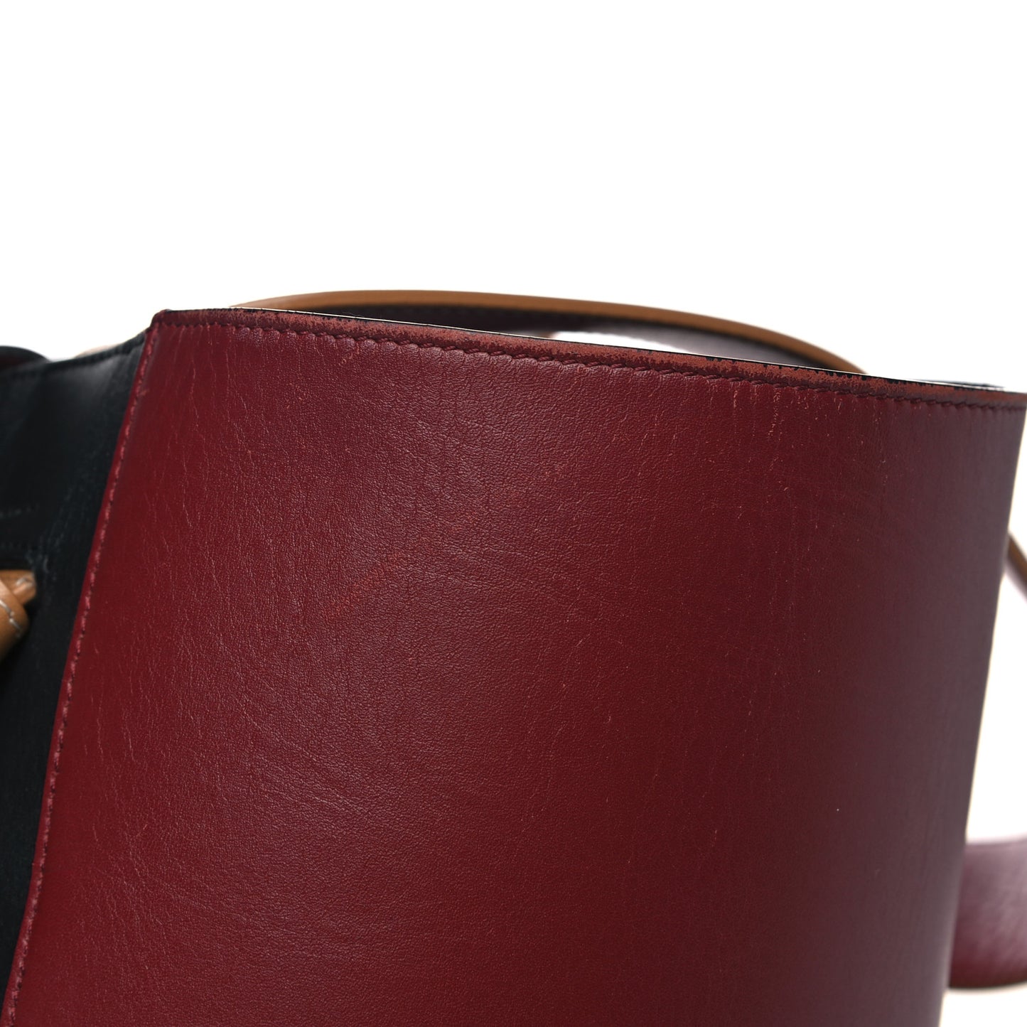 Shiny Smooth Calfskin Small Twisted Cabas Dark Ruby Navy