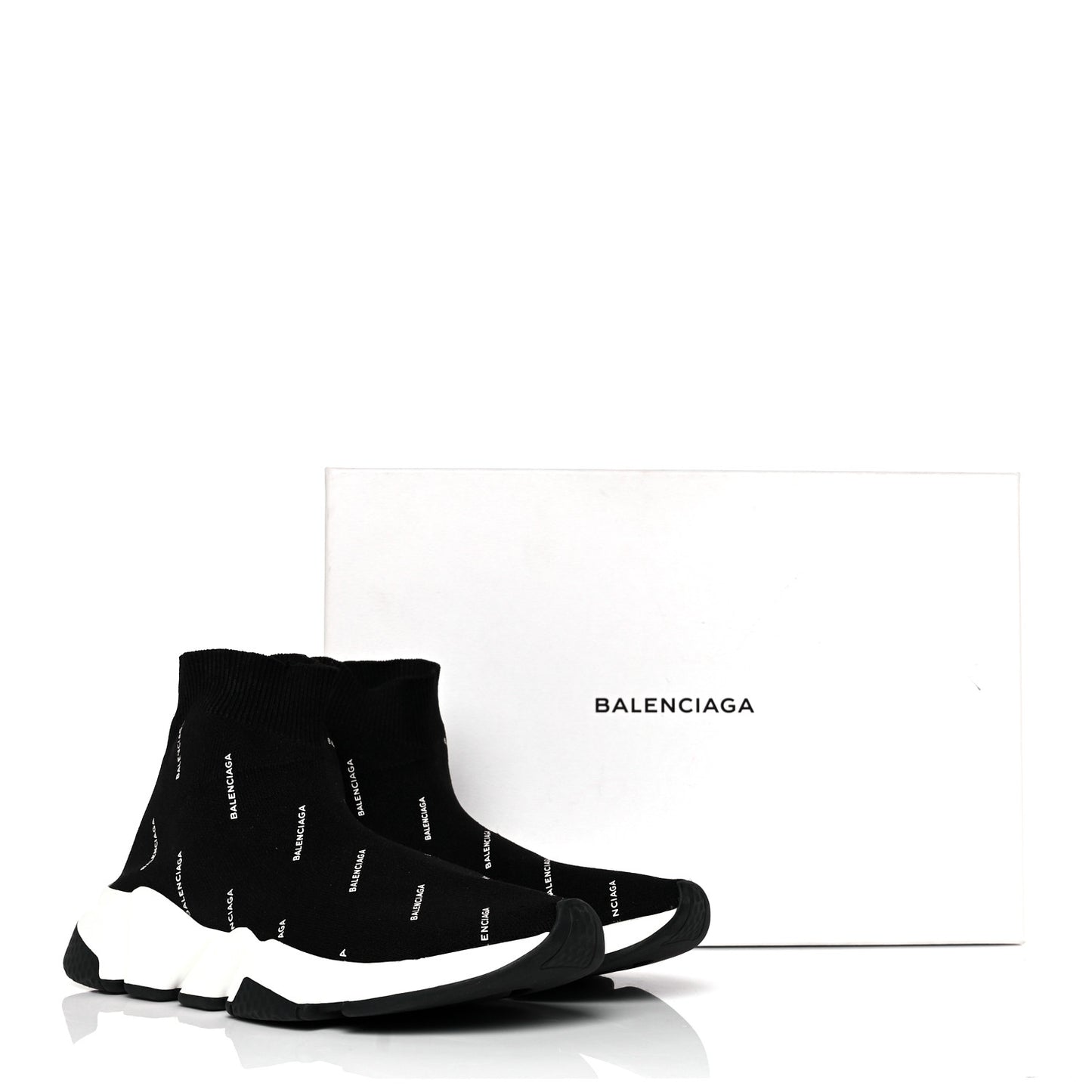 Neoprene Knit Allover Logo Bi-Color Sole Womens Speed Sneakers 36 Black White