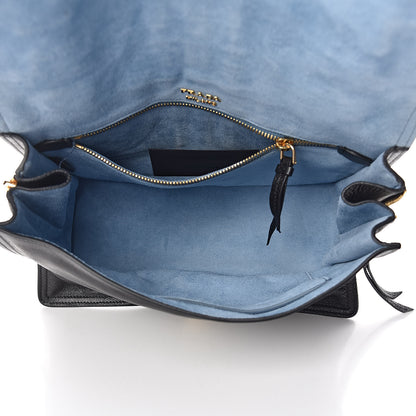 Prada Glace Calfskin Suede Etiquette Shoulder Bag Cannella Pavone 5 of 12