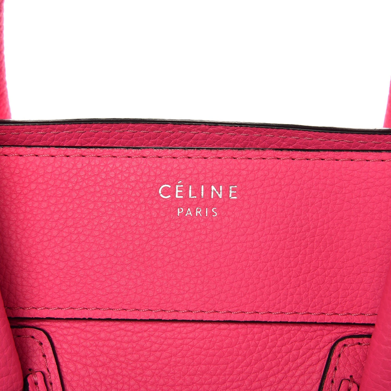 Celine Drummed Calfskin Mini Luggage Fluo Pink 12 of 12
