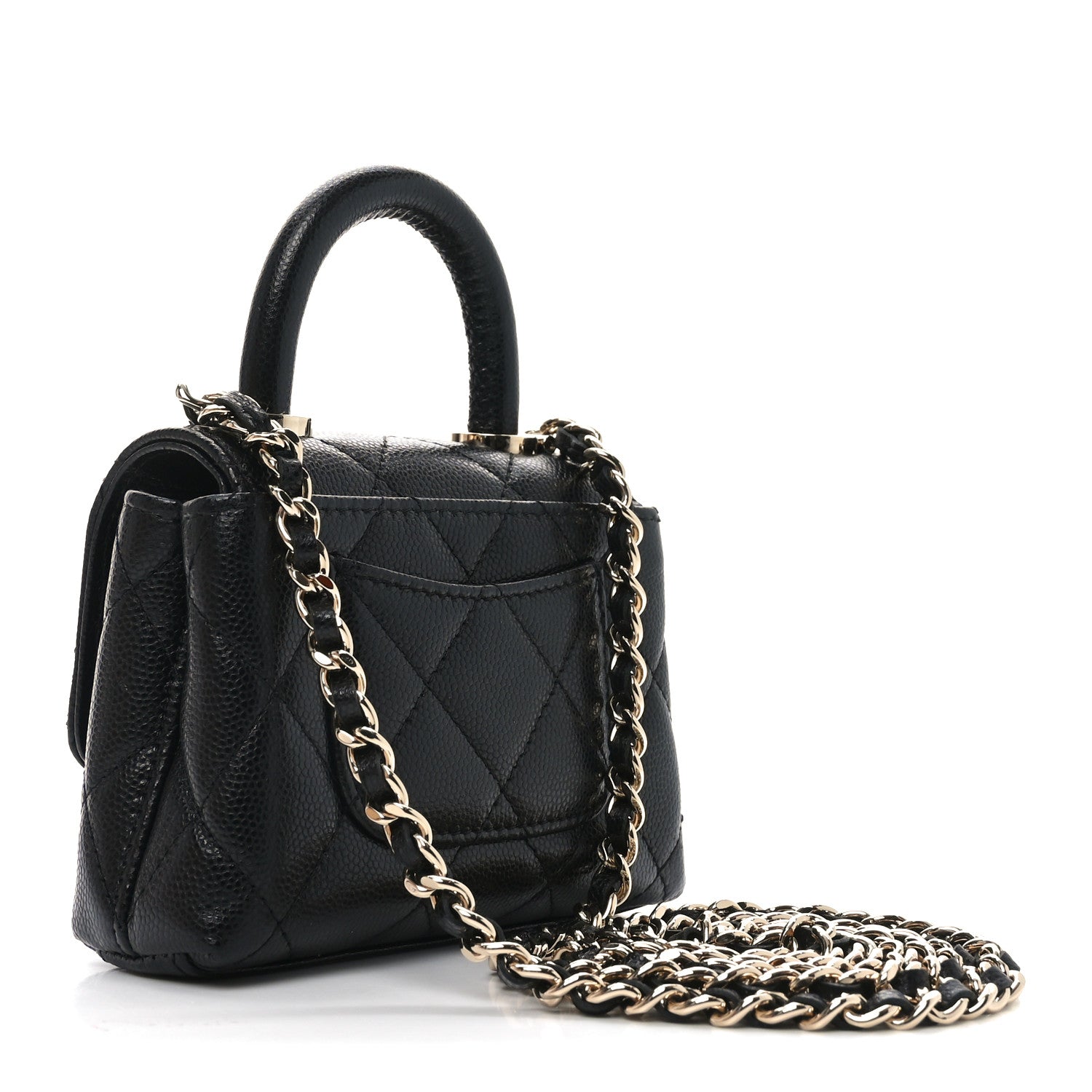 Chanel Caviar Quilted Nano Coco Handle Clutch With Chain Black 3 of 11