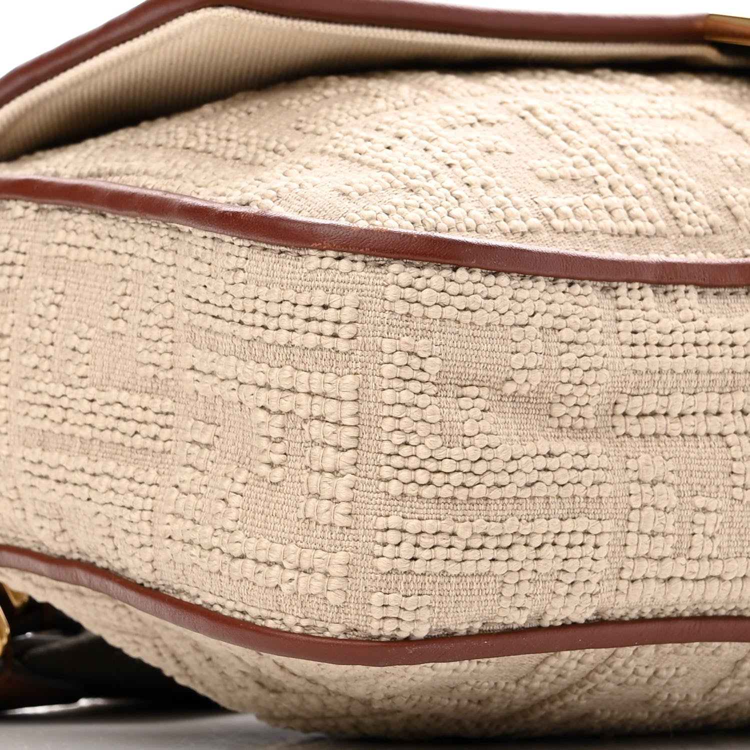 Fendi Sardinian Jacquard Vitello King FF 1974 Embroidered Baguette Corda Praline 9 of 11
