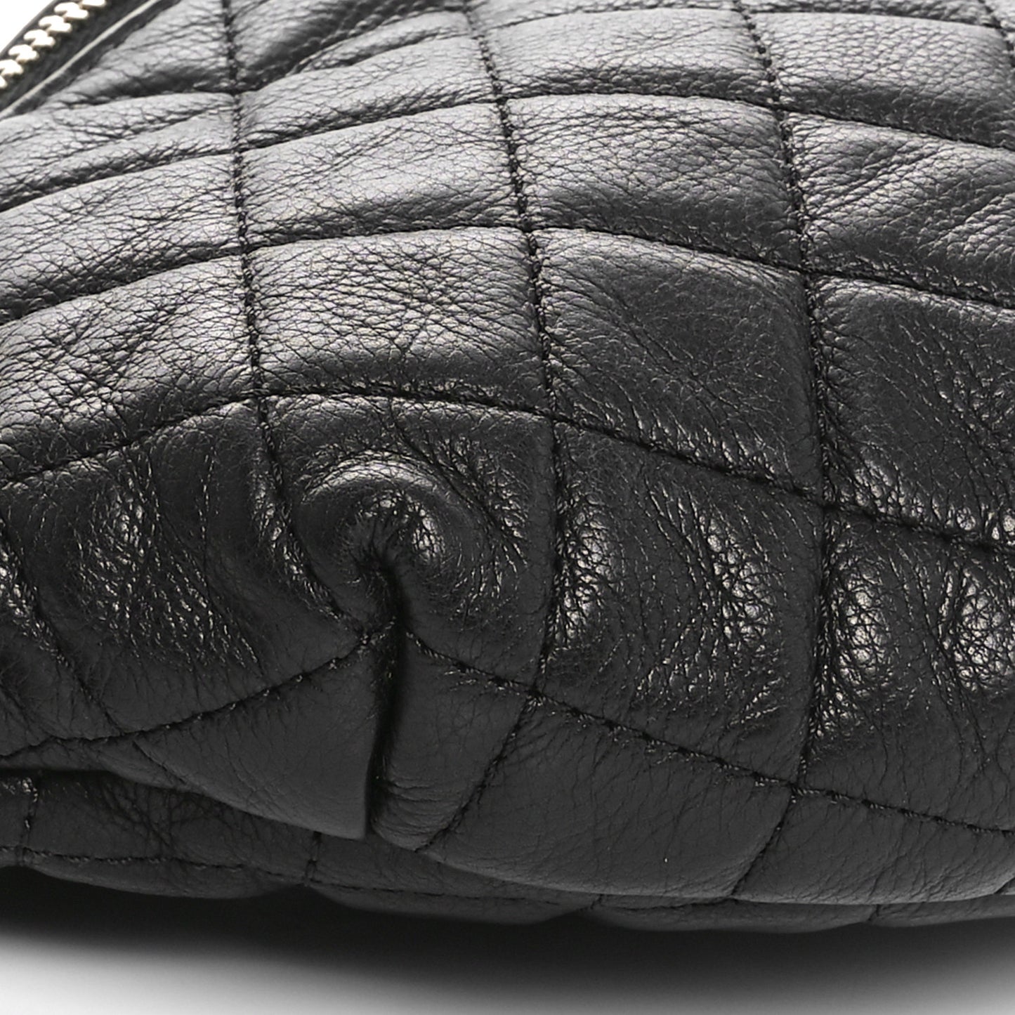 Calfskin Quilted Banane Waist Bag Fanny Pack Black