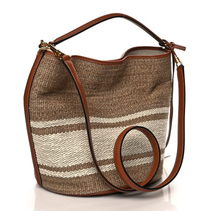 Celine Canvas Smooth Calfskin Logo Bucket 16 Bag Beige Tan 3 of 10
