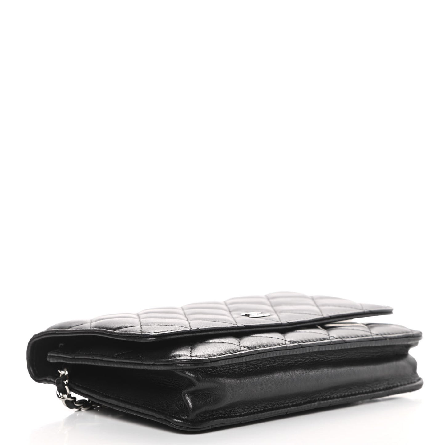 Lambskin Quilted Wallet On Chain WOC Black