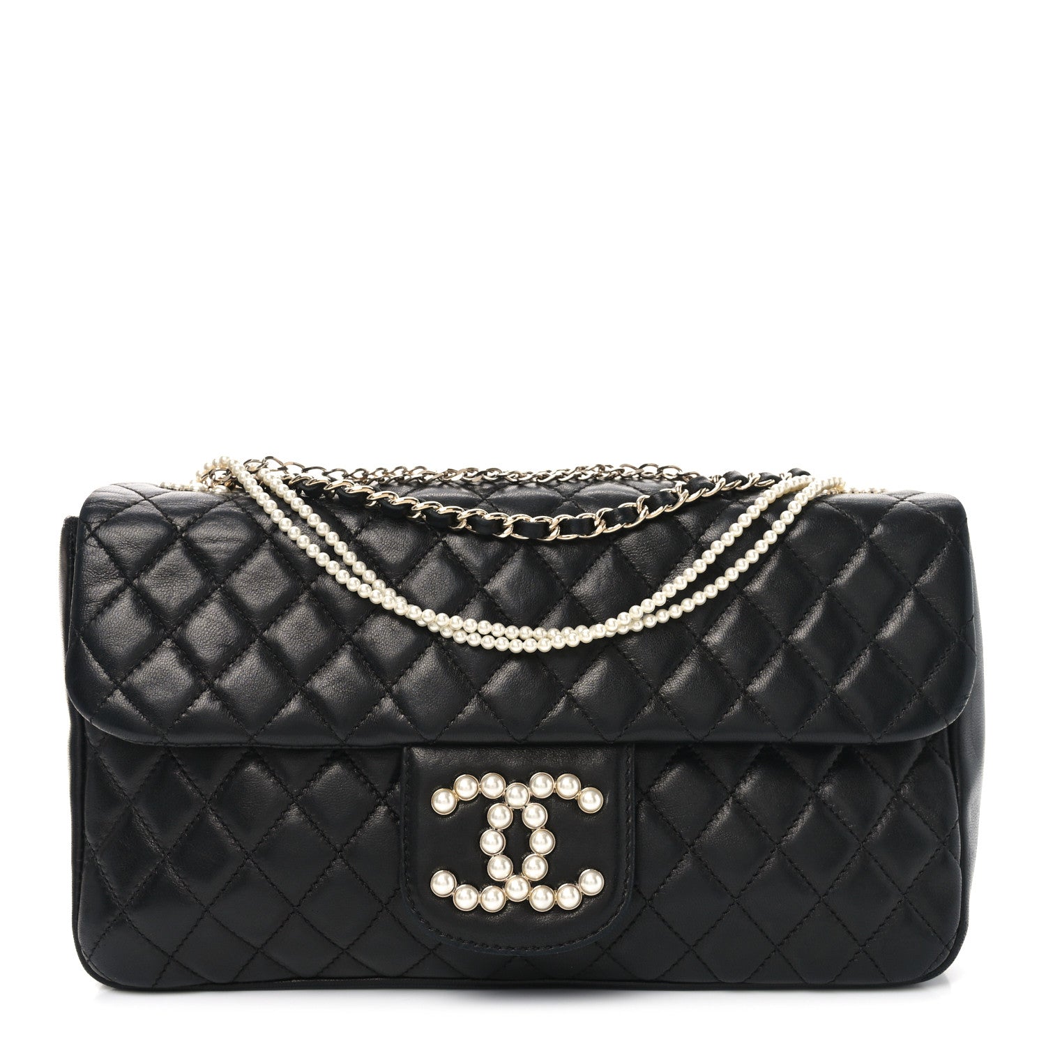 Chanel Lambskin Quilted Medium Westminster Pearl Flap Black 1 of 10
