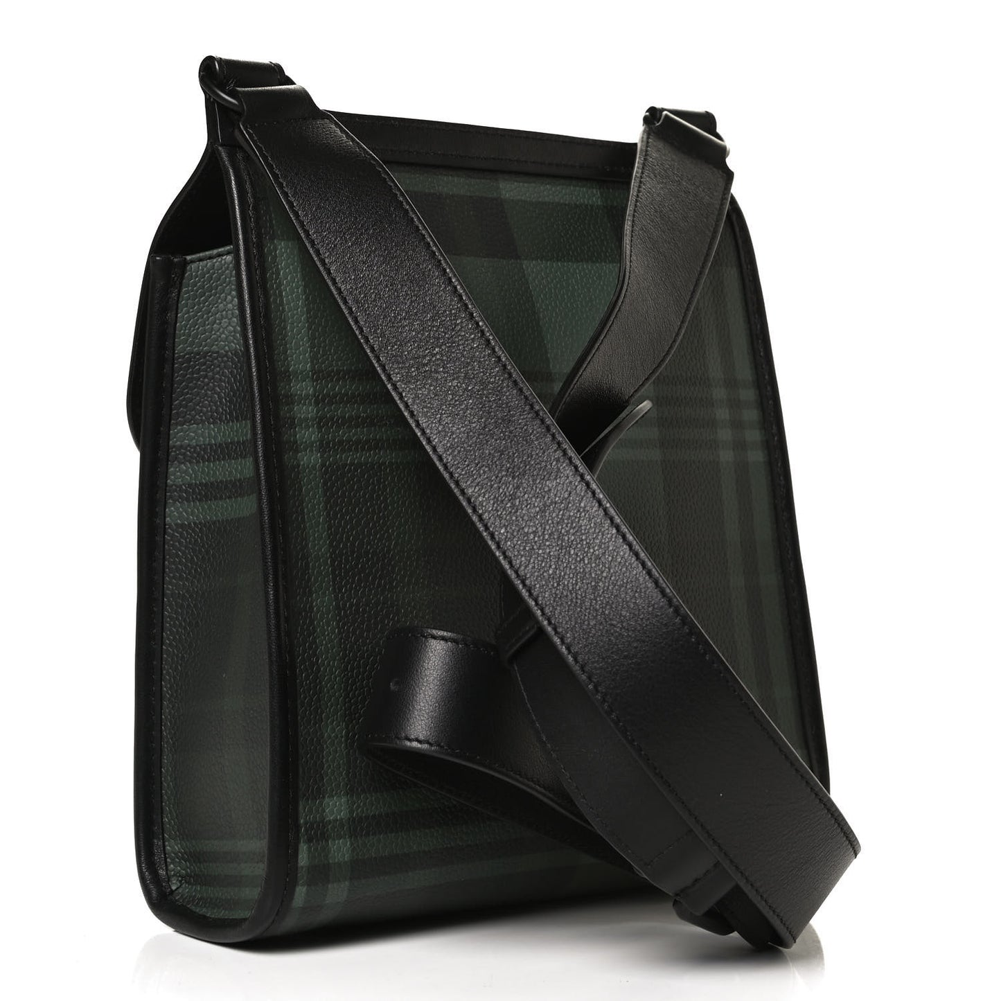 Printed Eco Scotchgrain Calfskin Tartan Antony Messenger Crossbody Black Green