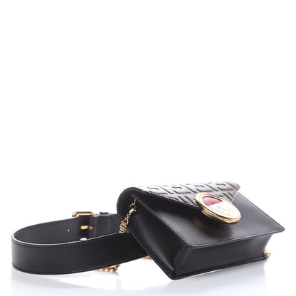 Fendi Vitello Liberty F is Fendi Bi-Color FF 1974 Embossed Envelope Belt Bag Maya Black 5 of 11