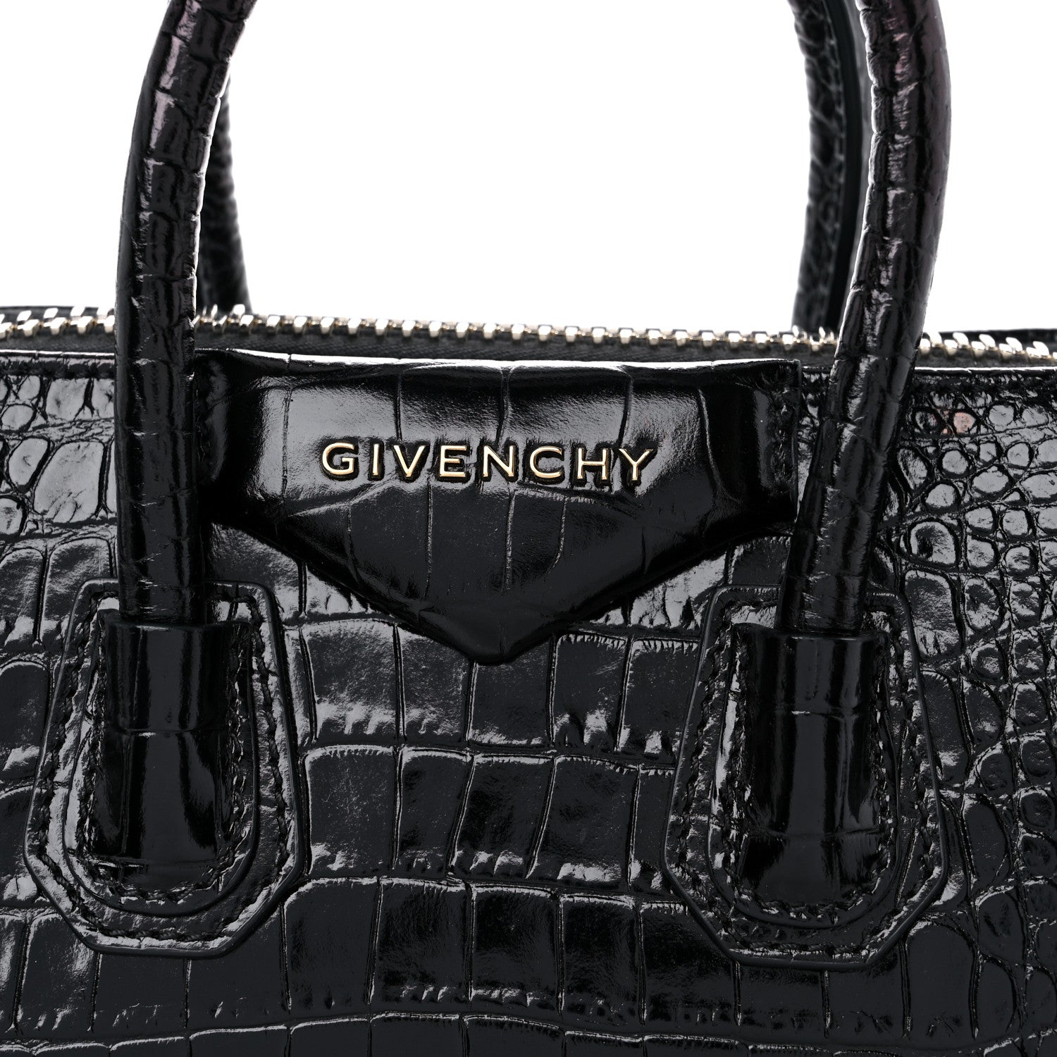 Givenchy Calfskin Crocodile Embossed Mini Antigona Black 10 of 10