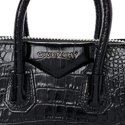 Givenchy Calfskin Crocodile Embossed Mini Antigona Black 10 of 10