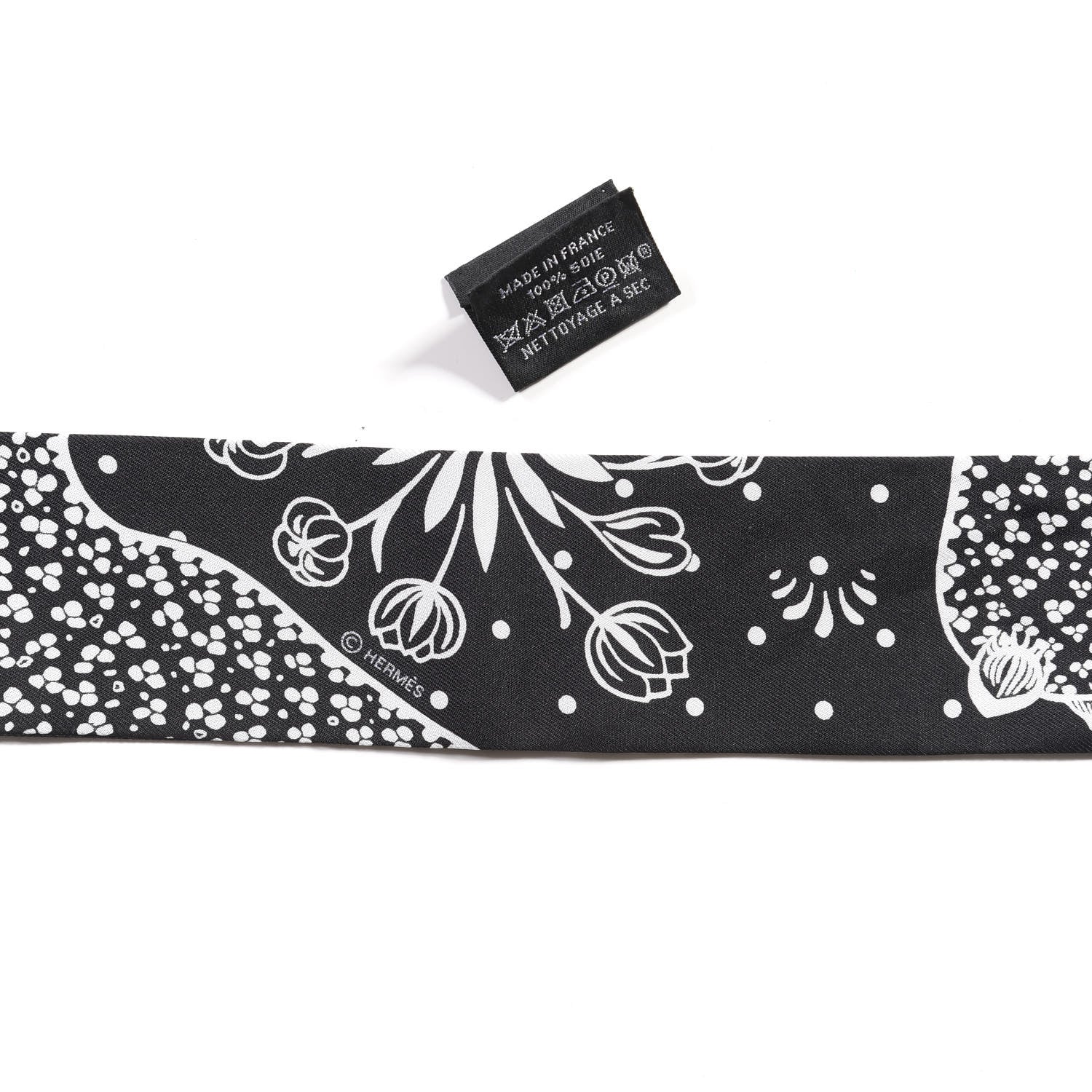 Hermes Silk Les Leopards Twilly Black White 2 of 4