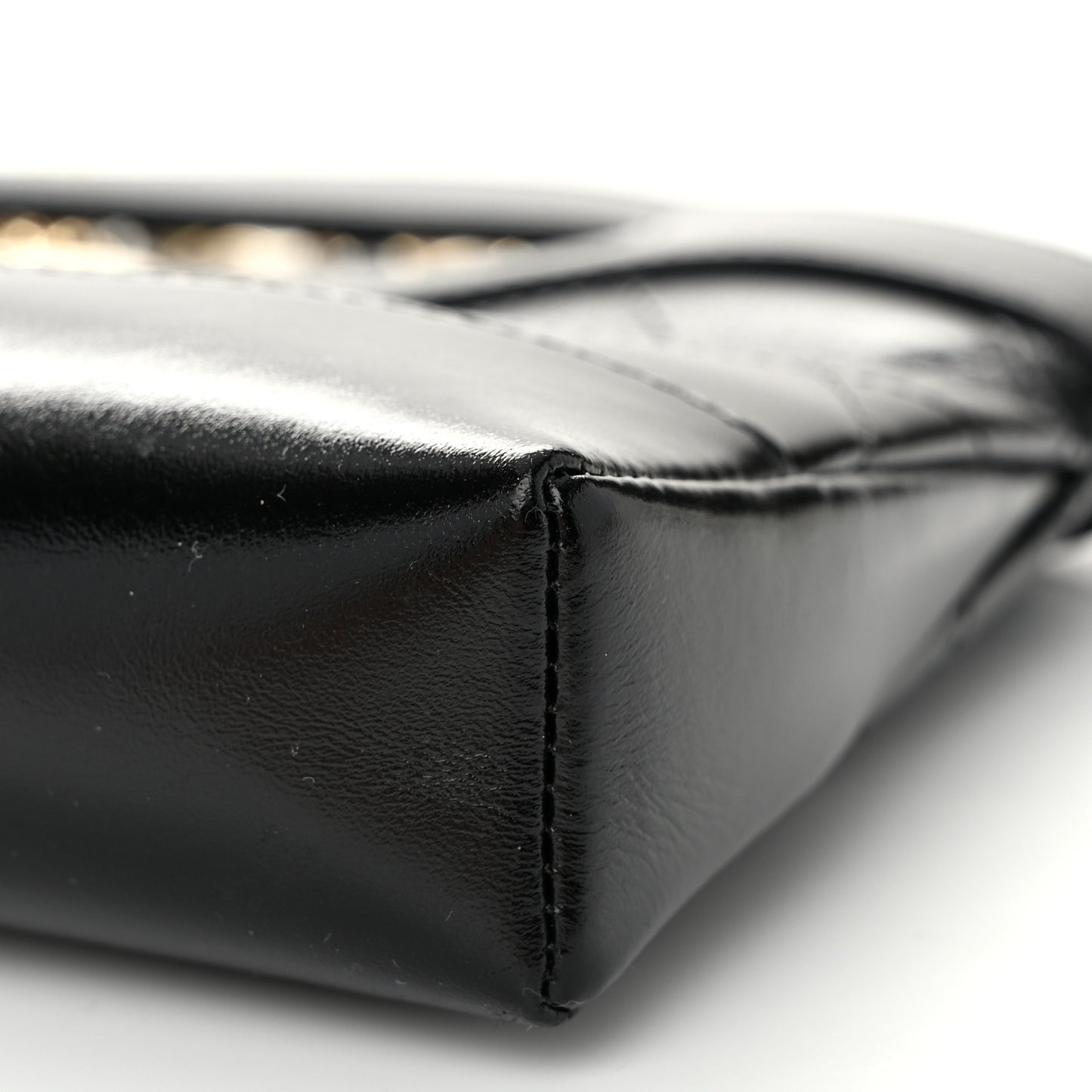 Shiny Crumpled Calfskin Quilted Nano 31 Shopping Bag Black