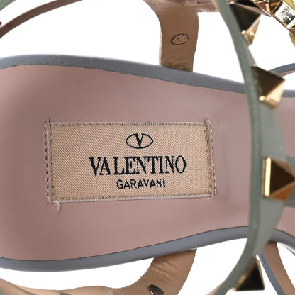Valentino Garavani Calfskin Rockstud 90mm City Sandals 38 Sky Rose Green Yellow 8 of 9