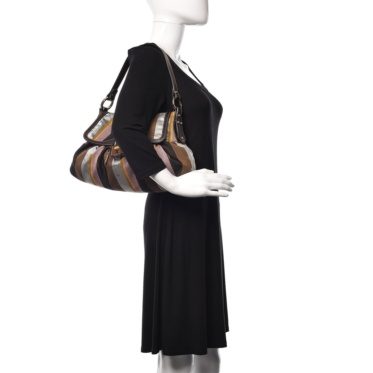 Pequin Large Chef Shoulder Bag Multicolor Rosa Black