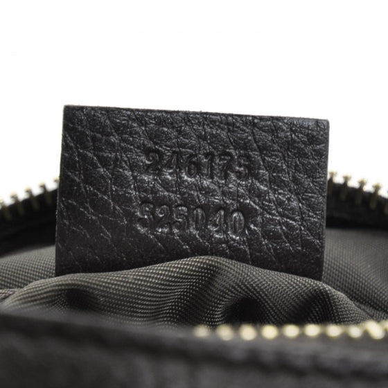 Leather Bamboo Cosmetic Case Black