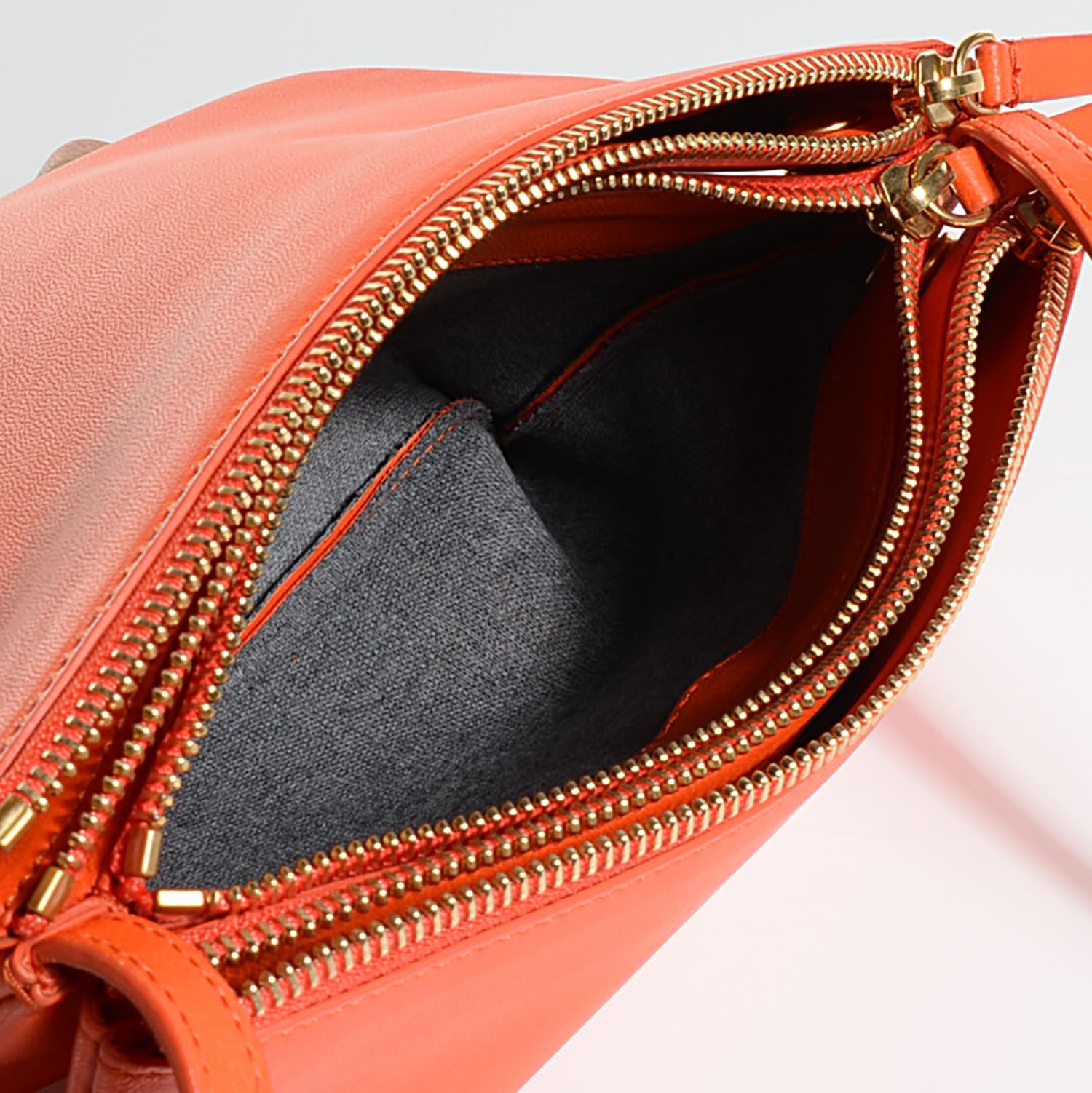 Celine Lambskin Small Trio Crossbody Bag Bright Orange 5 of 8