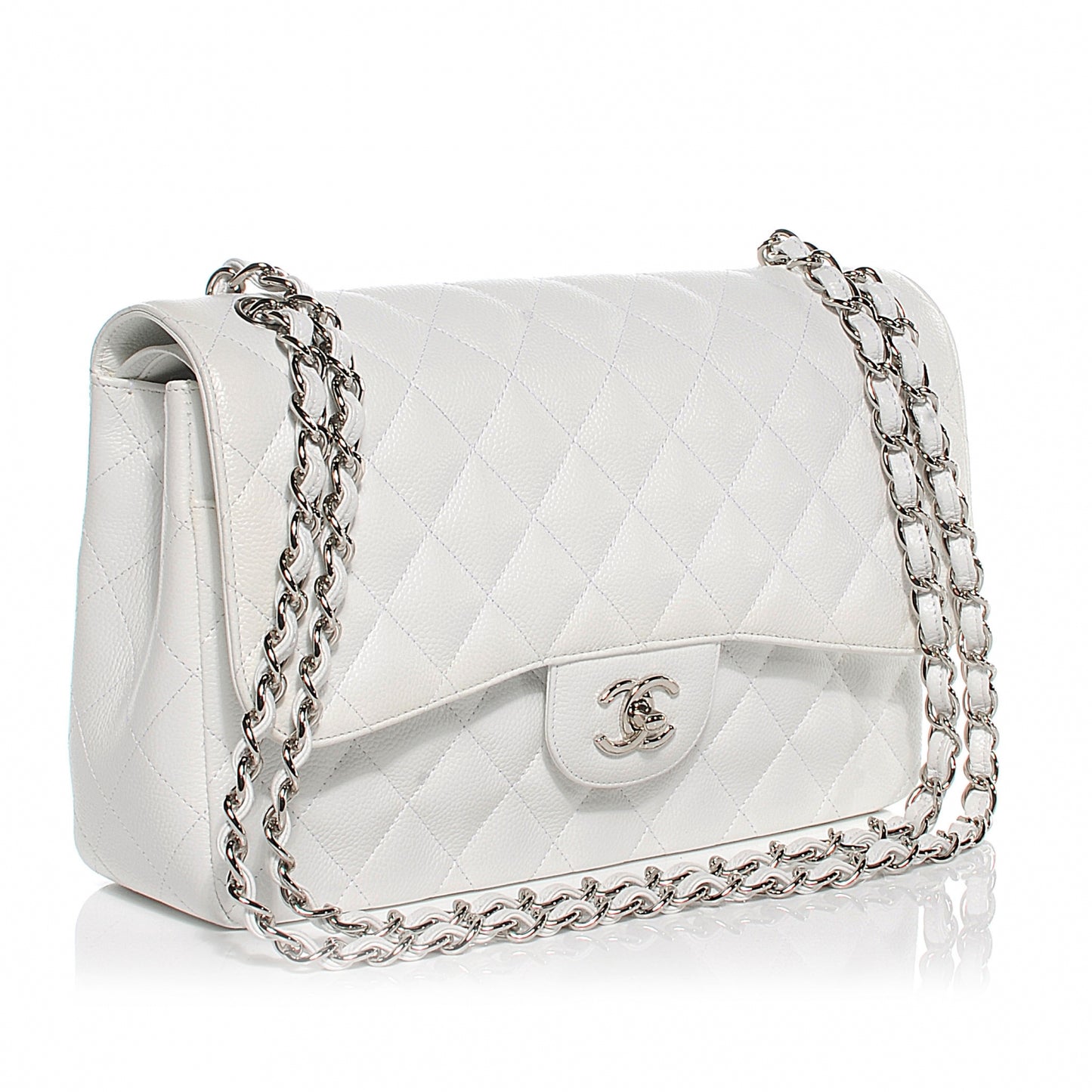 Caviar Jumbo Double Flap White