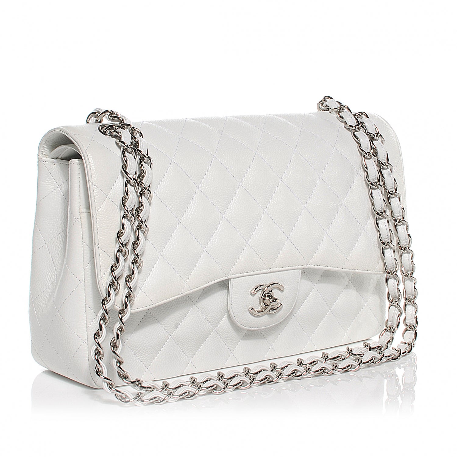Chanel Caviar Jumbo Double Flap White 11 of 12