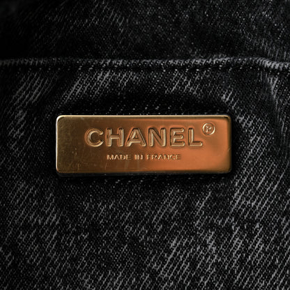 Chanel Washed Denim Quilted Medium Chanel 19 Flap Black White 6 of 11
