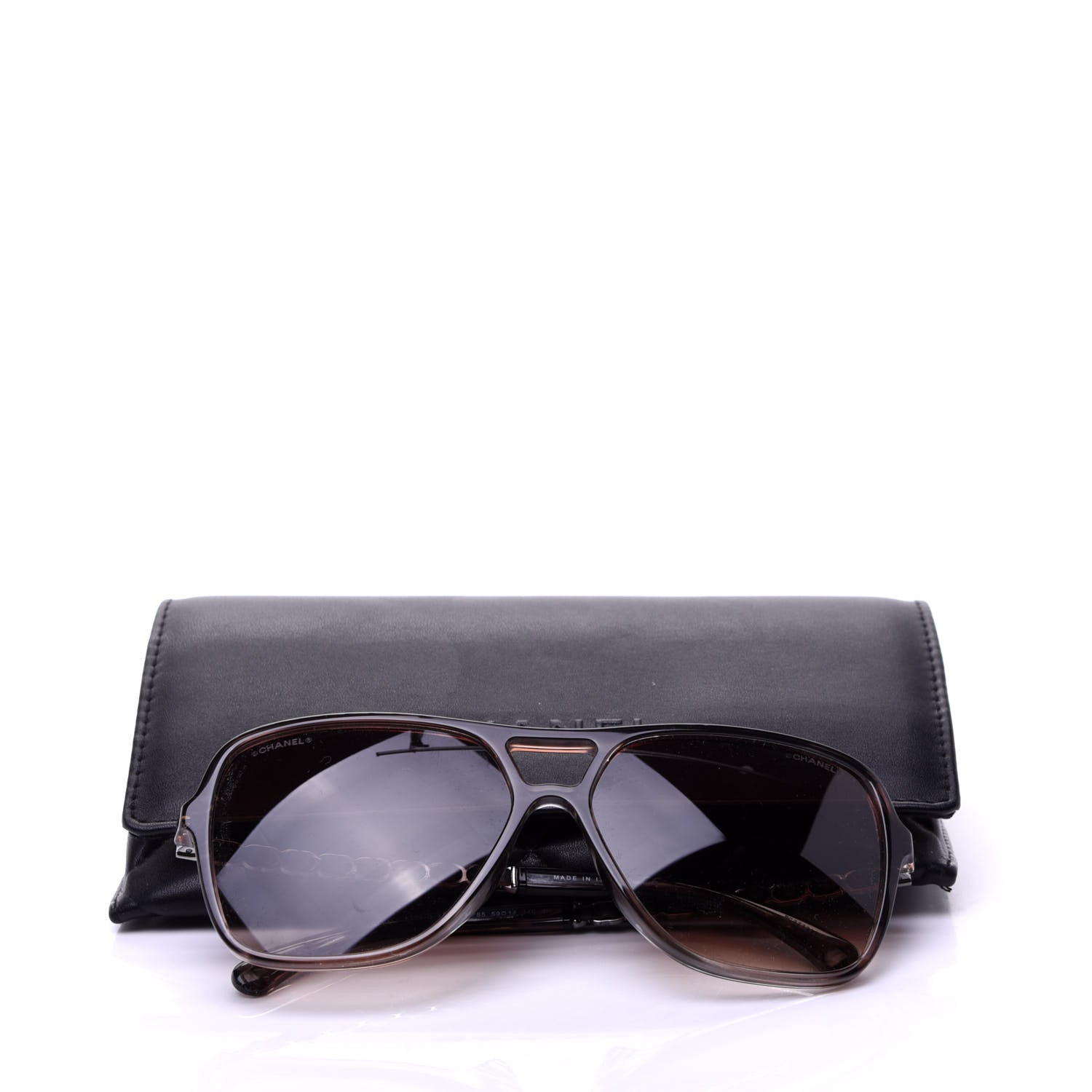 Chanel Metal Calfskin CC Chain Pilot Sunglasses 5439-Q Brown 8 of 8