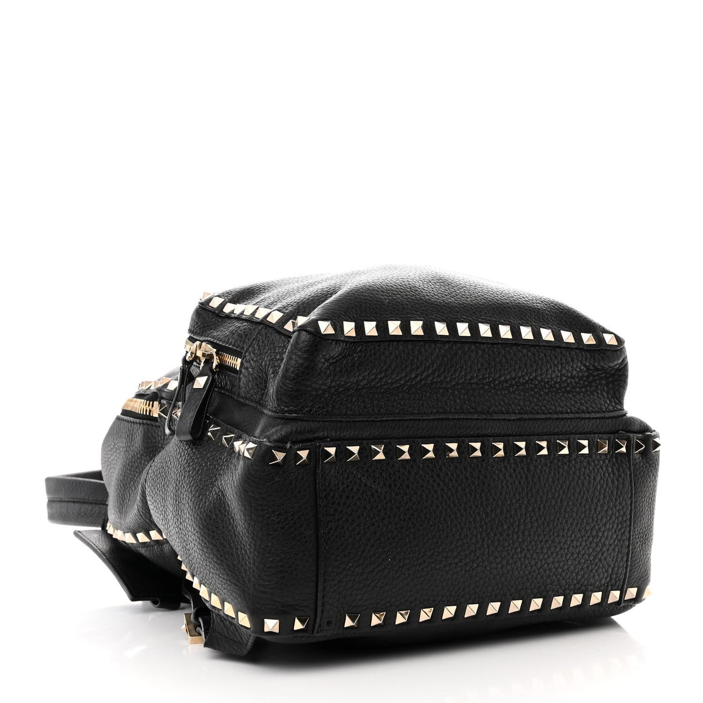 Grained Calfskin Medium Rockstud Backpack Black