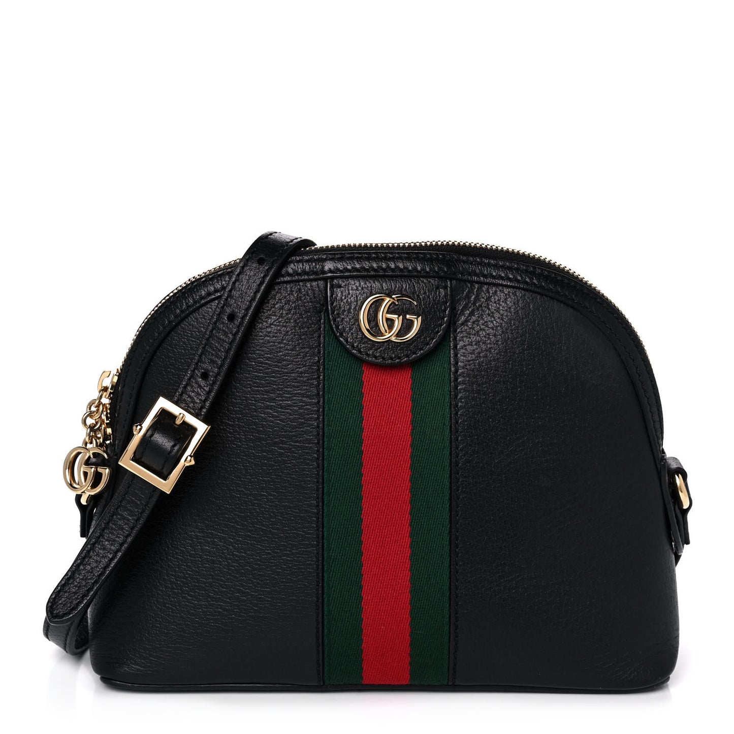 Calfskin GG Web Small Ophidia Dome Shoulder Bag Black