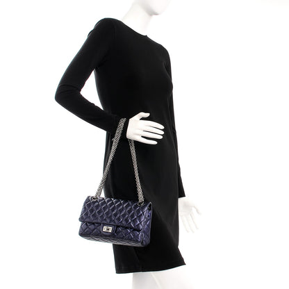 Chanel Metallic Aged Calfskin Quilted 2.55 Reissue 225 Flap Blue 2 of 8