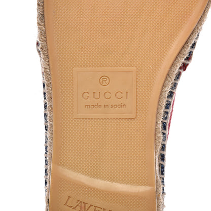 Gucci Canvas Sylvie Stripe Logo Womens Espadrilles 36 Mystic White Hibiscus Red Maritime 8 of 10