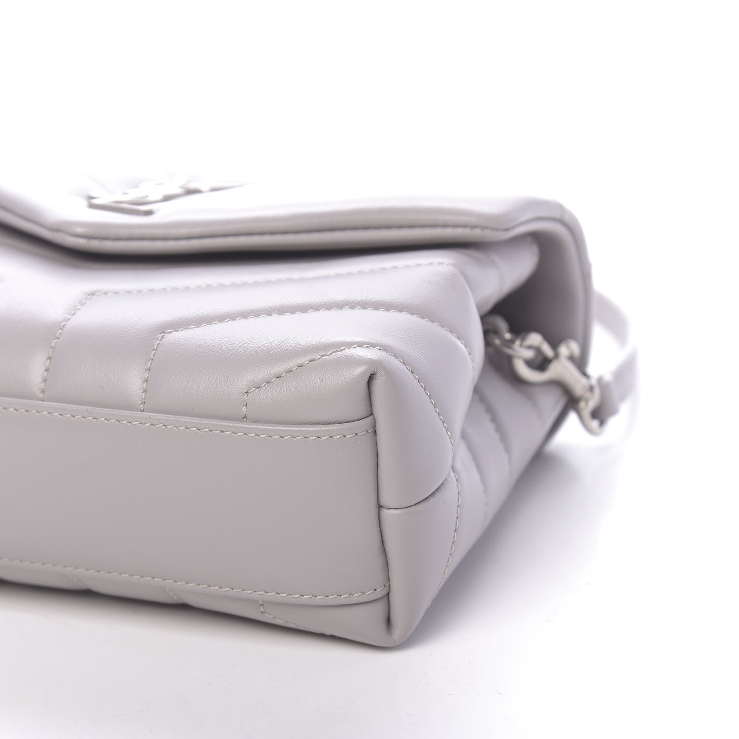 Saint Laurent Calfskin Y Quilted Monogram Toy Loulou Satchel Granite 9 of 10