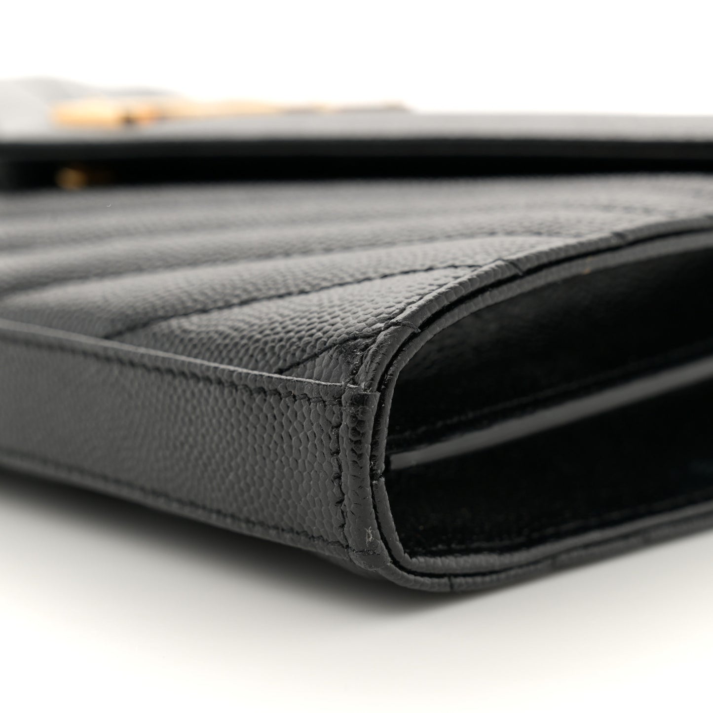 Grain De Poudre Matelasse Chevron Monogram Chain Wallet Black