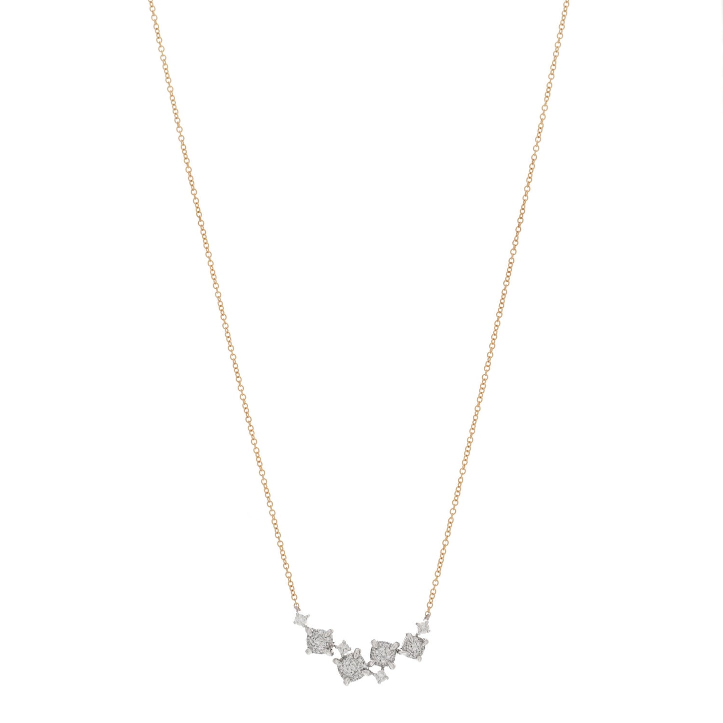 18K Yellow White Gold Diamond Precious Chatelaine Necklace