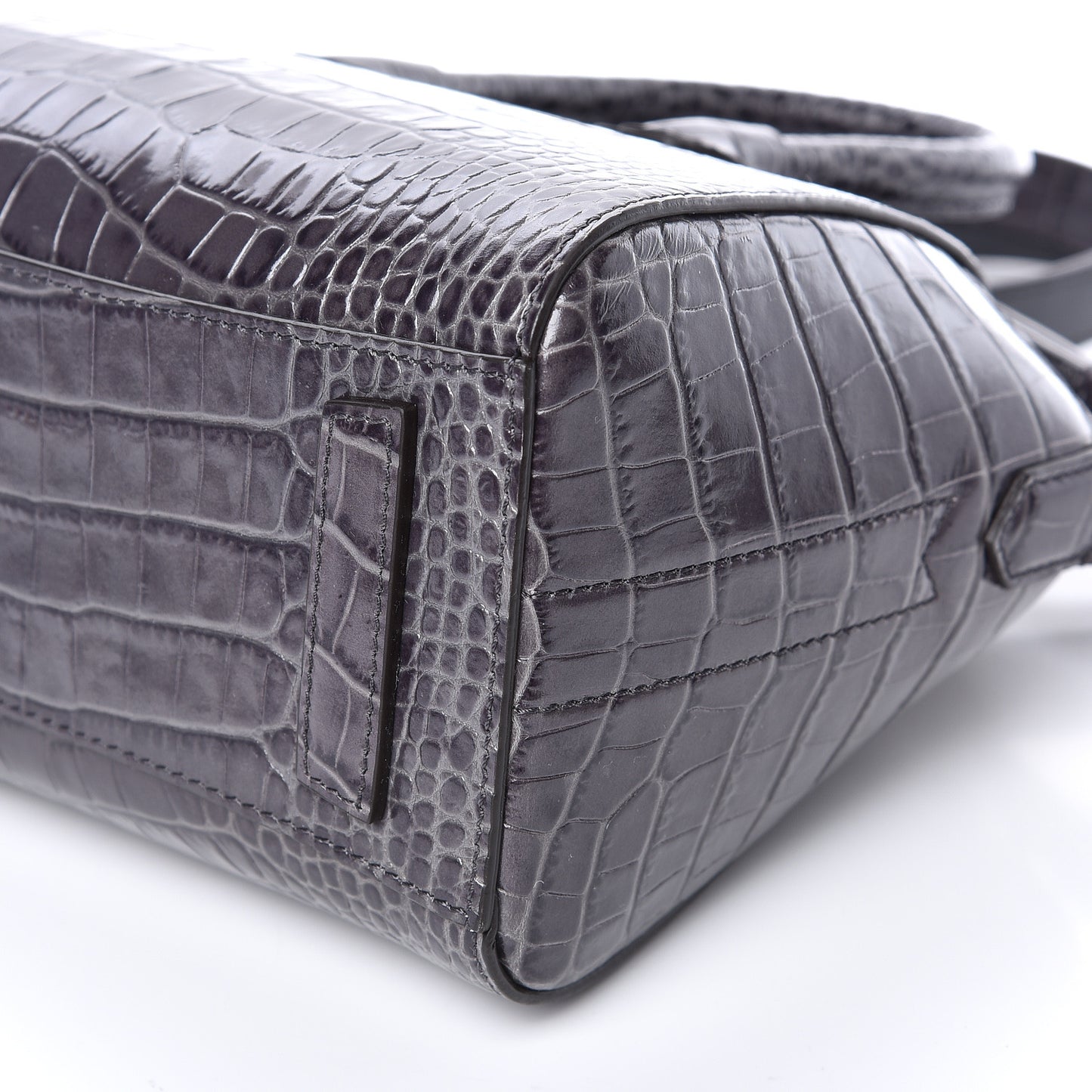 Calfskin Crocodile Embossed Mini Antigona Storm Grey