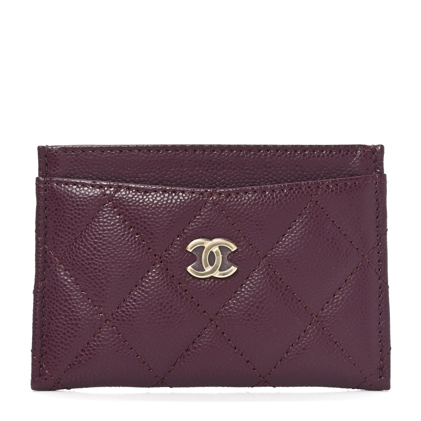 Caviar Quilted Card Holder Burgundy