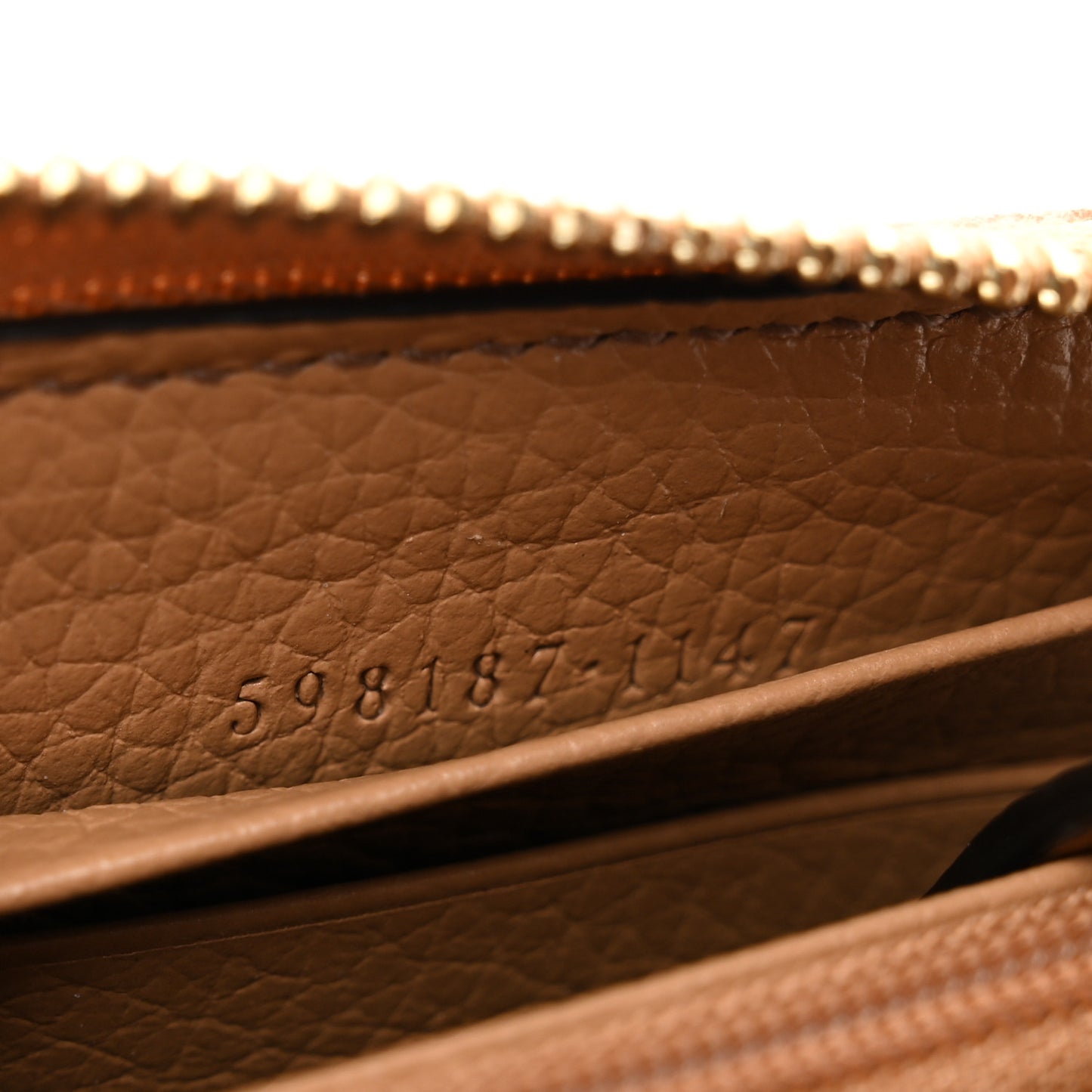 Pebbled Calfskin Soho Zip Around Wallet Camelia