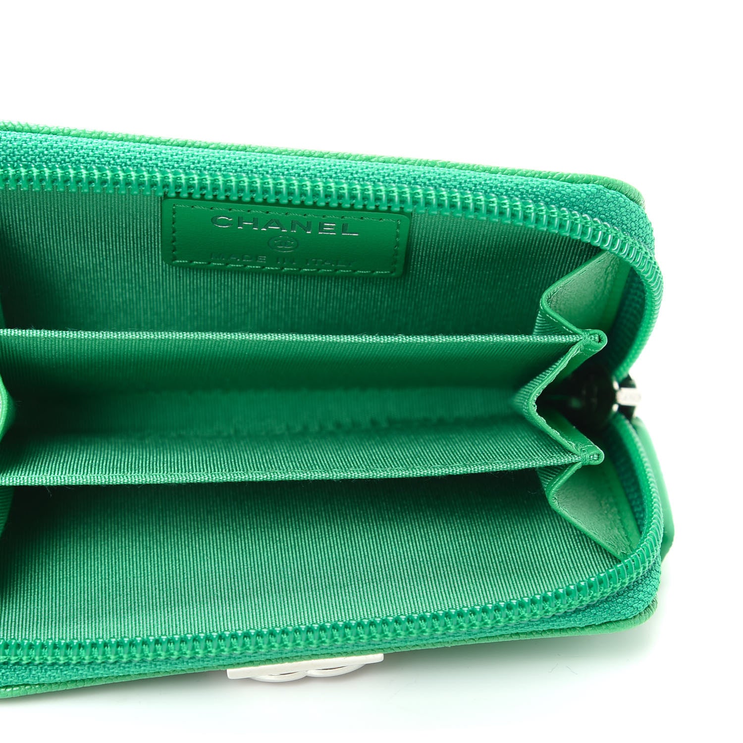 Chanel Caviar Quilted Boy Zip Around Coin Purse Wallet Green 5 of 8