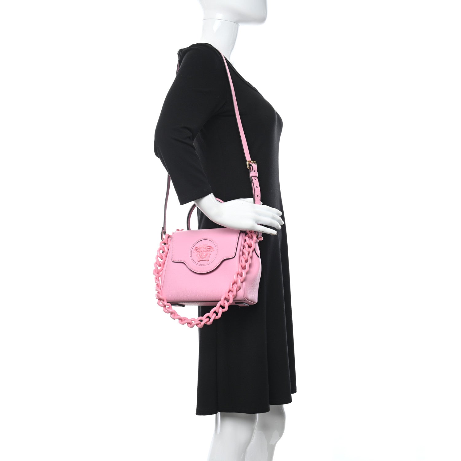 Versace Grained Calfskin Small La Medusa Top Handle Bag Pink 2 of 7