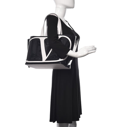 Valentino Garavani Patent Escape Tote Black White 2 of 10