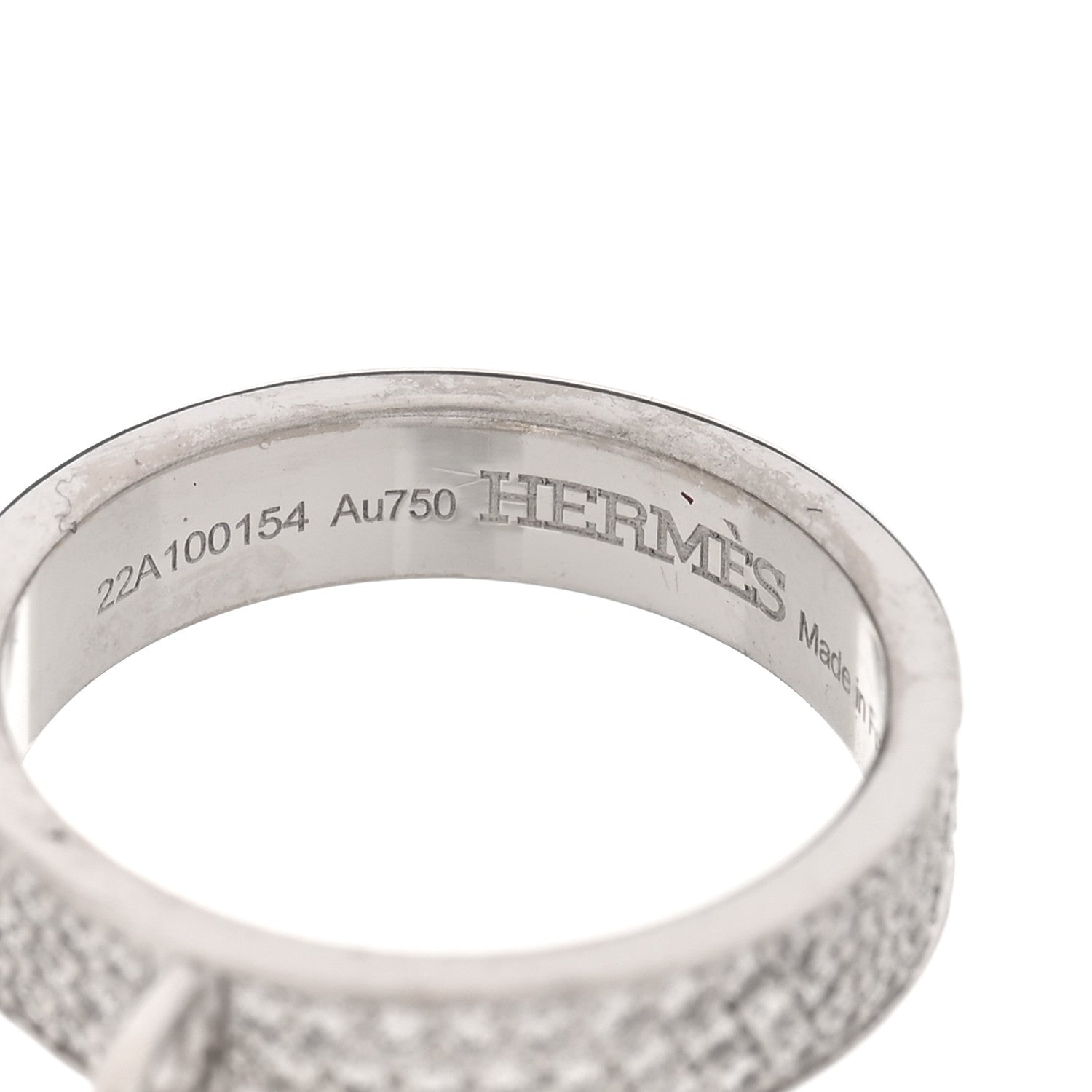 Hermes 18K White Gold Diamond MM Kelly Clochette Ring 50 5.25 4 of 7