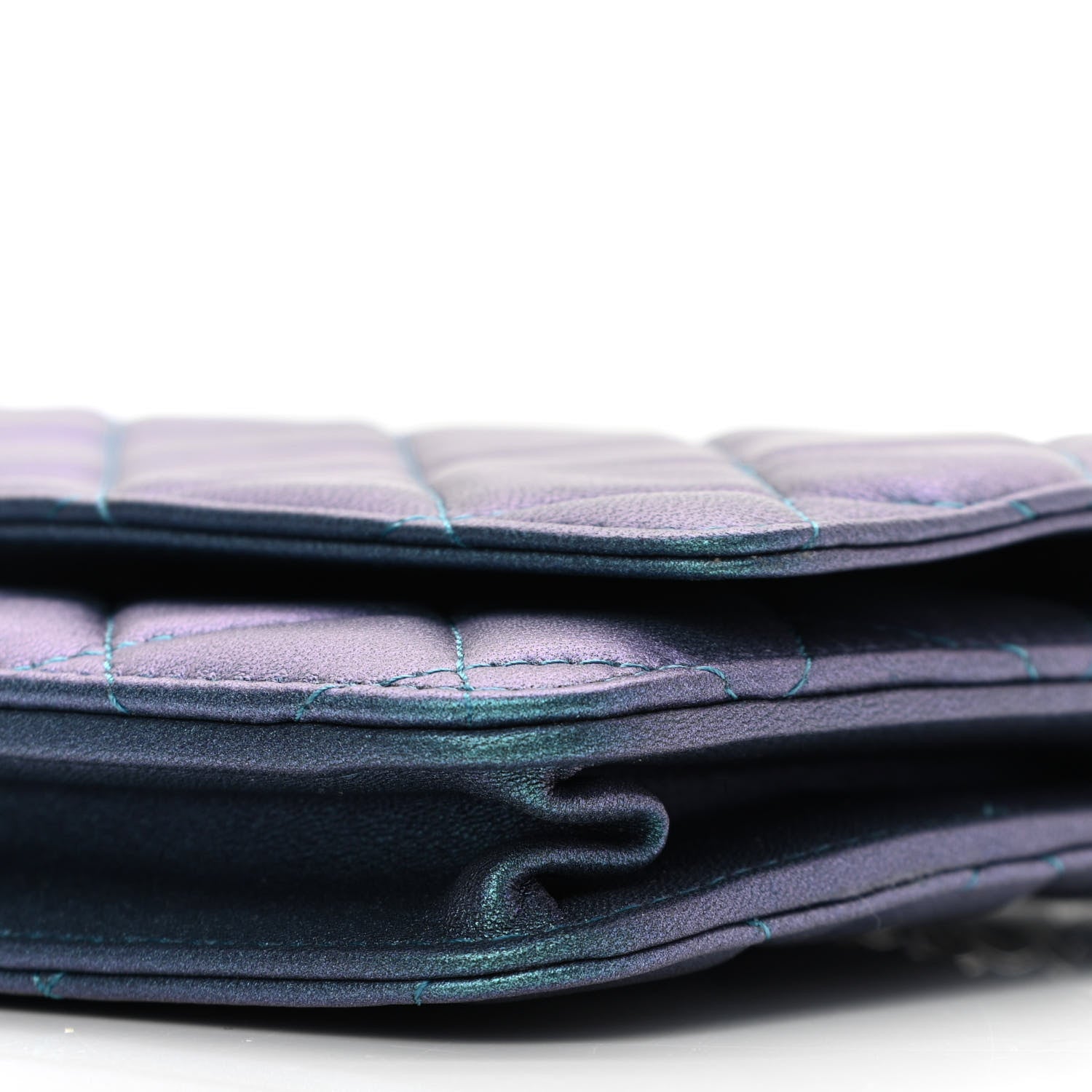 Chanel Metallic Lambskin Wallet On Chain WOC Turquoise 11 of 12