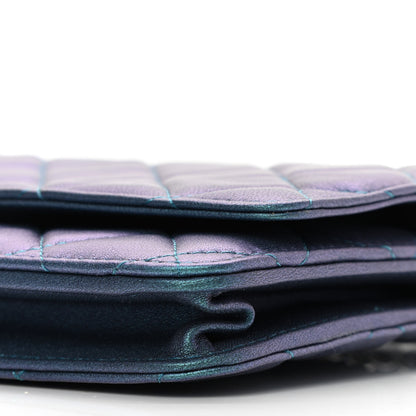 Chanel Metallic Lambskin Wallet On Chain WOC Turquoise 11 of 12