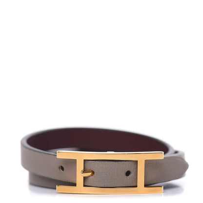 Hermes Swift Behapi Double Tour Bracelet T1 Gris Asphalte Bordeaux 1 of 6