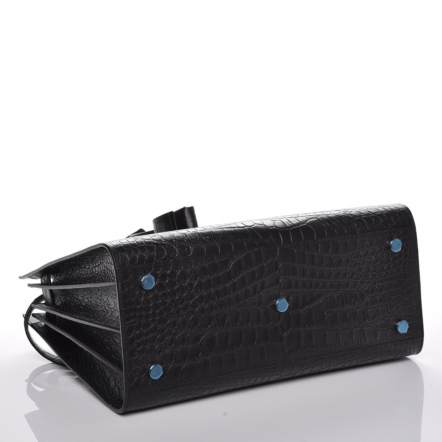 Saint Laurent Calfskin Crocodile Embossed Small Sac de Jour Black 5 of 11