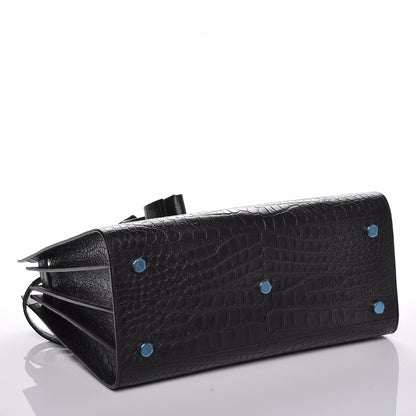 Saint Laurent Calfskin Crocodile Embossed Small Sac de Jour Black 5 of 11